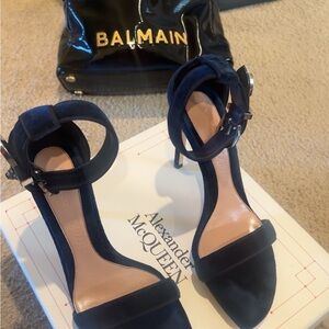 Alexander McQueen Dark Blue Suede Heels
